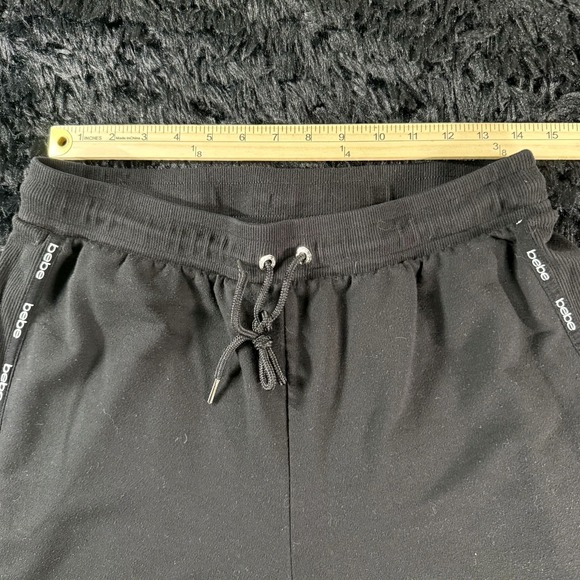 bebe Sport Black Joggers XL Logo Tape Pants Drawstring Waist Athleisure Gym - Picture 7 of 9